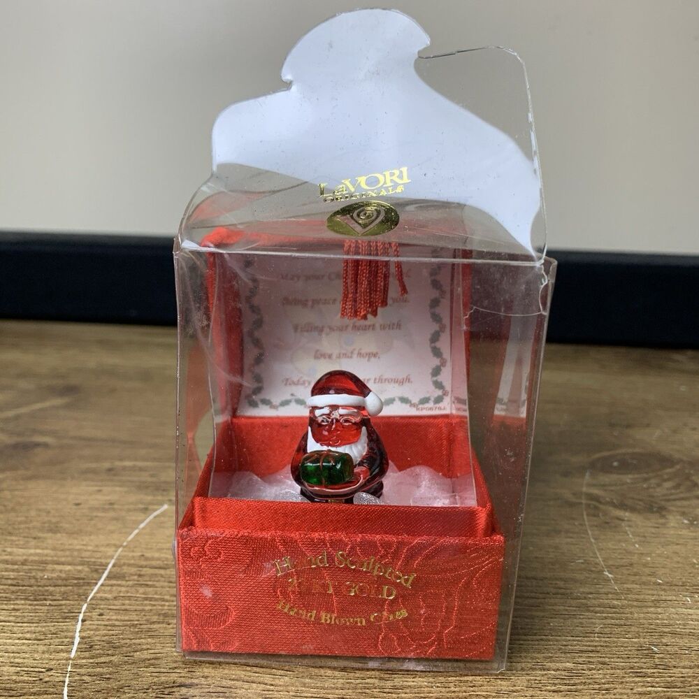 LaVori Originals Christmas Santa Hand Blown Glass 22 Kt Gold Holiday